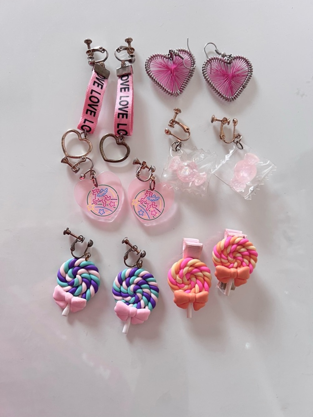Pink Kids Heart & Candy Earrings Set - Cute Pink Accessories